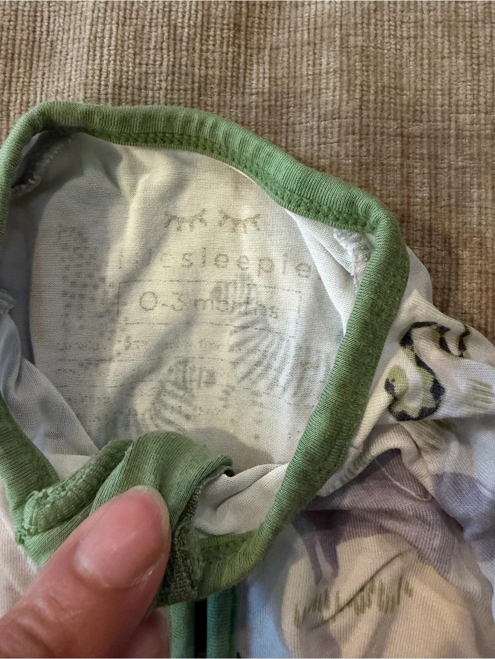 Little Sleepies Green-Trim Safari Animal Print One-Piece Pajamas